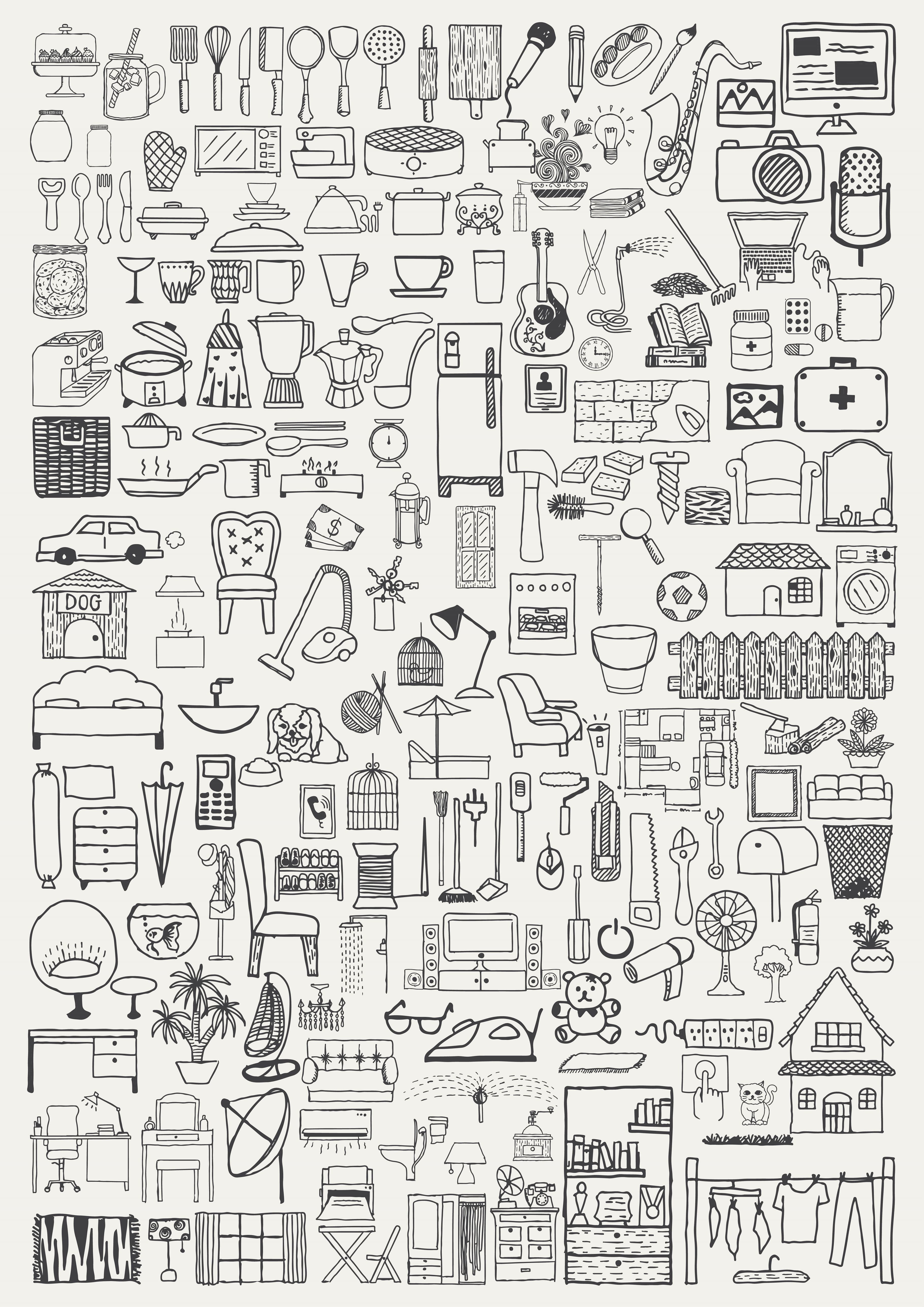 Different illustrations of 193 home appliance.