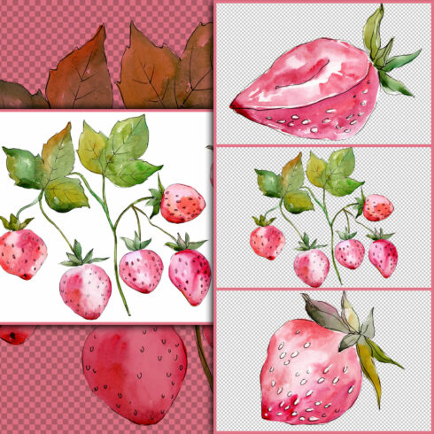 Strawberry red Watercolor png.