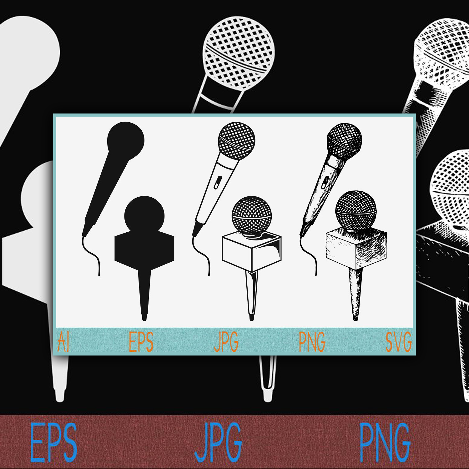 Microphone Karaoke set svg vector.