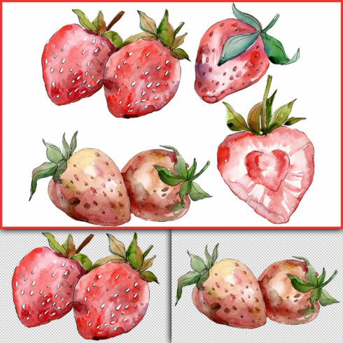 Strawberry red Watercolor png.