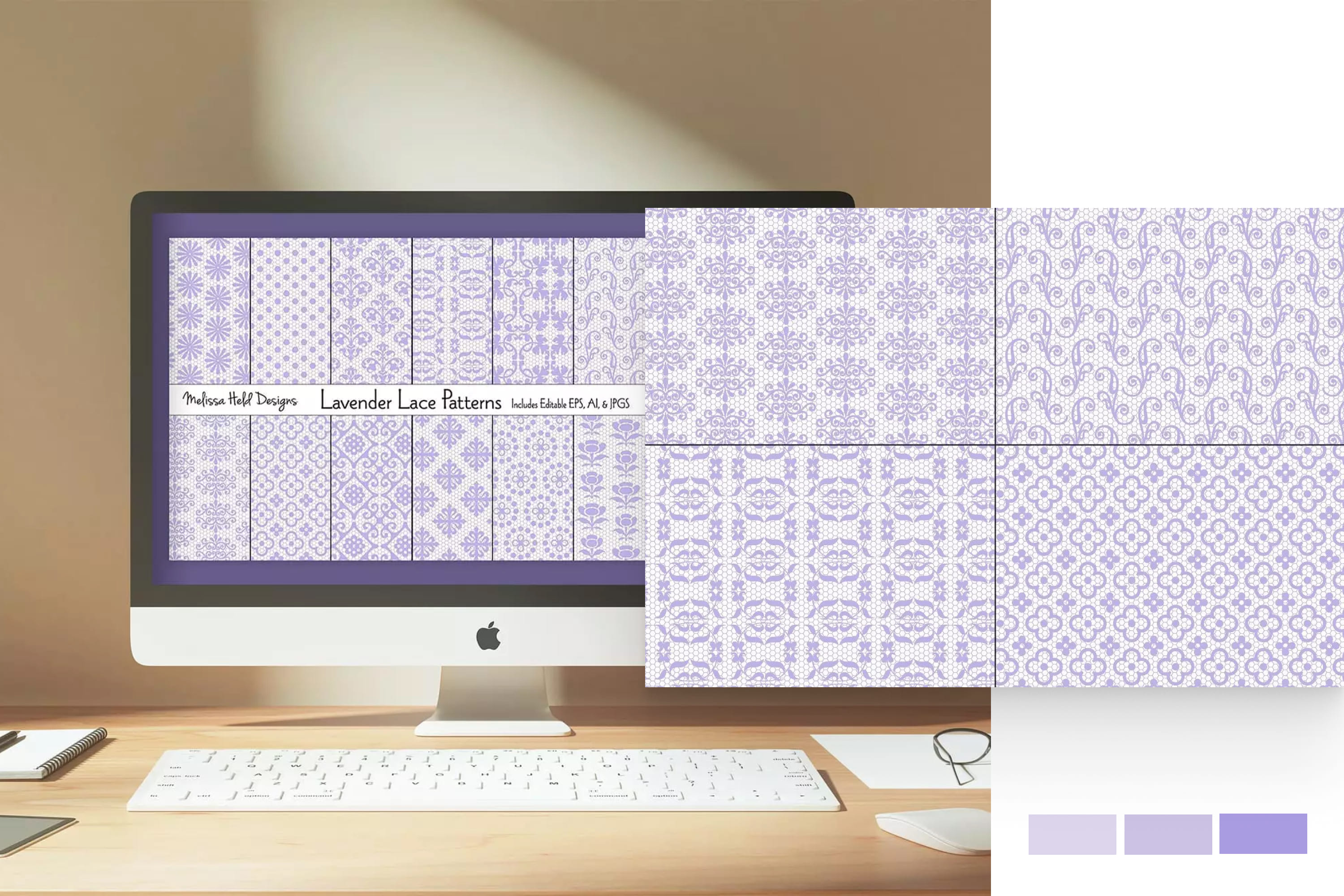Computer photo with examples of purple patterns.