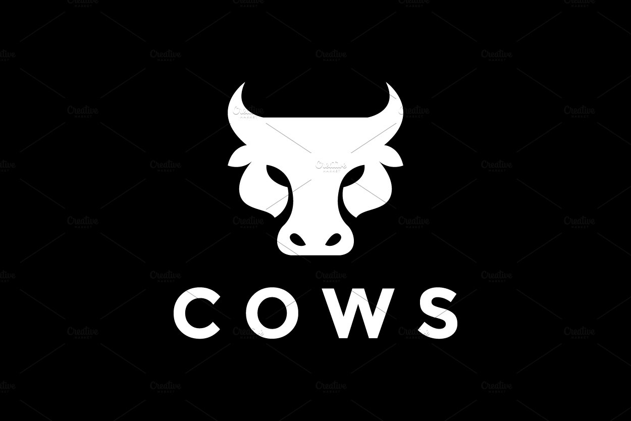 Black background with the white angry cow face logo.