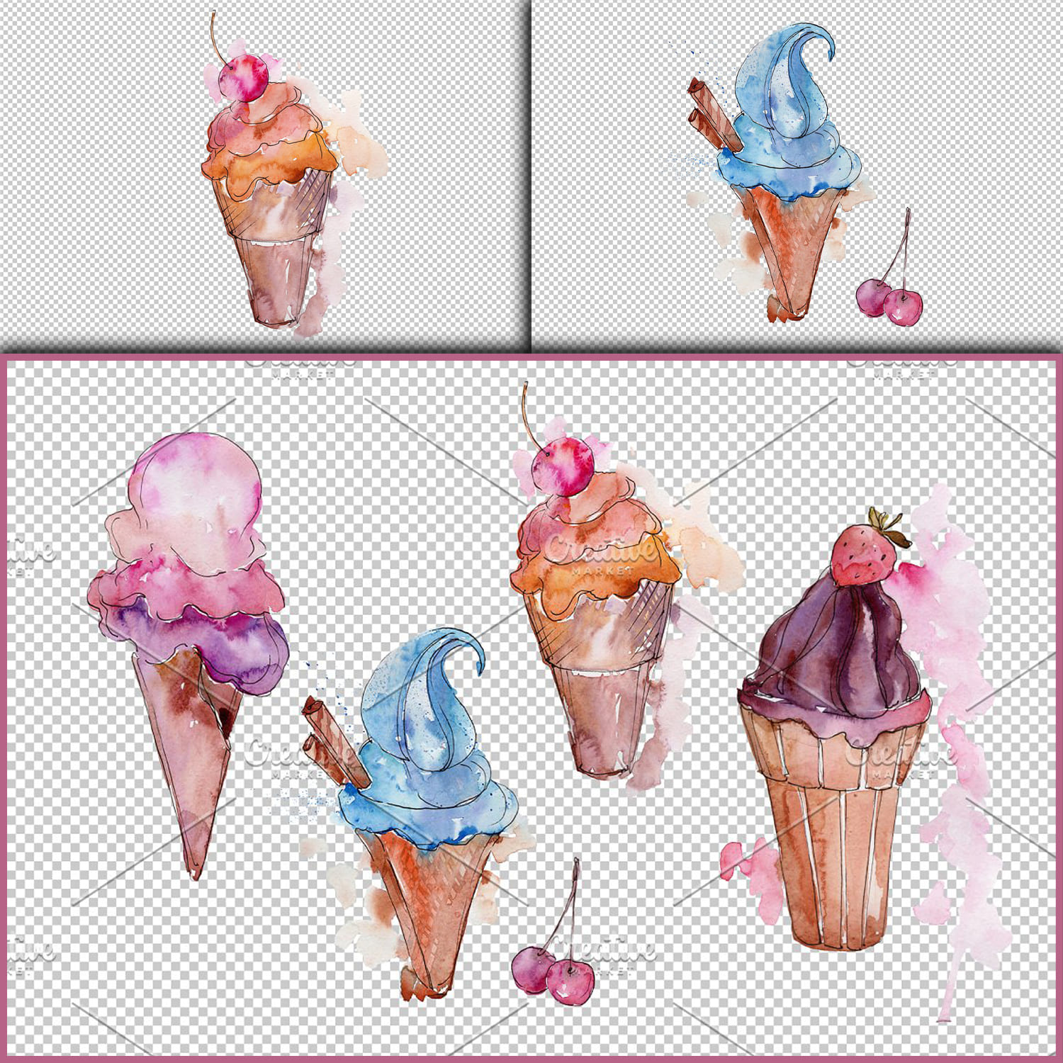 Tasty Ice Cream In A Waffle Cup Png Cover.