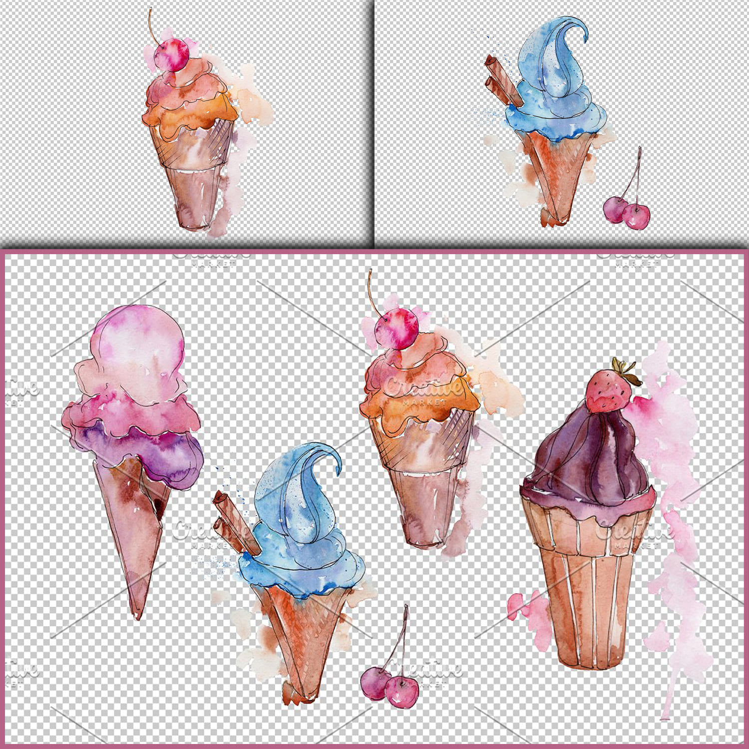 Scoop Of Blue Ice Cream In A Waffle Cup, Ice Cream, Icon, Logo PNG