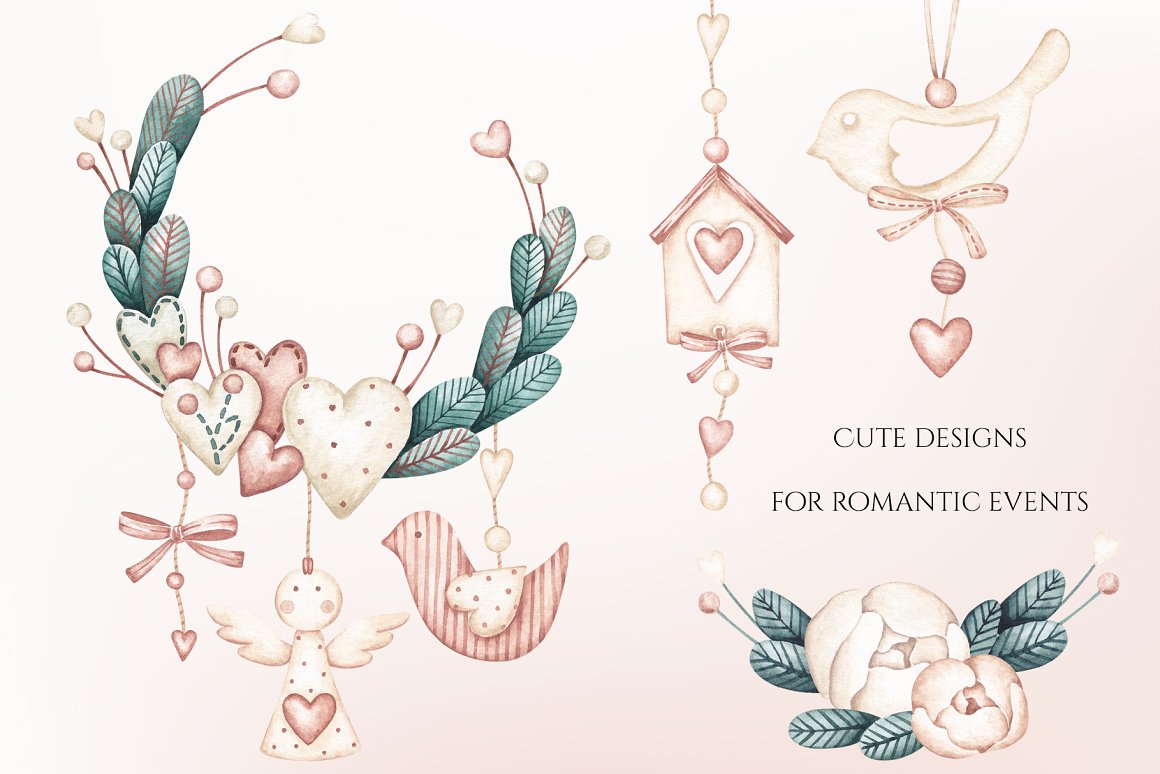 Different cute designs for romantic events.