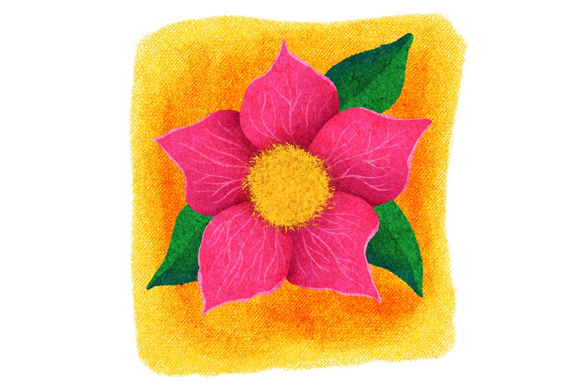 Beautiful flower painted with dry brushes.