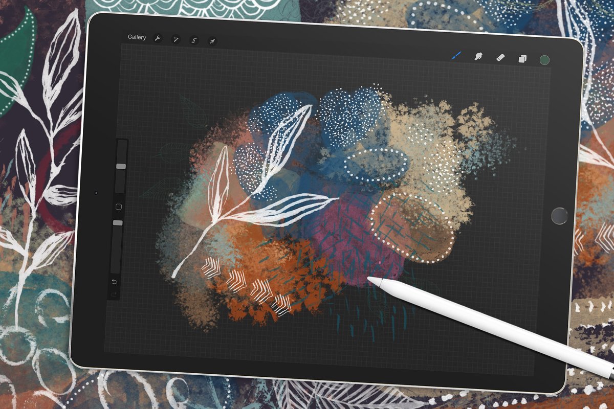 Inky Abstract Procreate Brushes - iPad mockup.