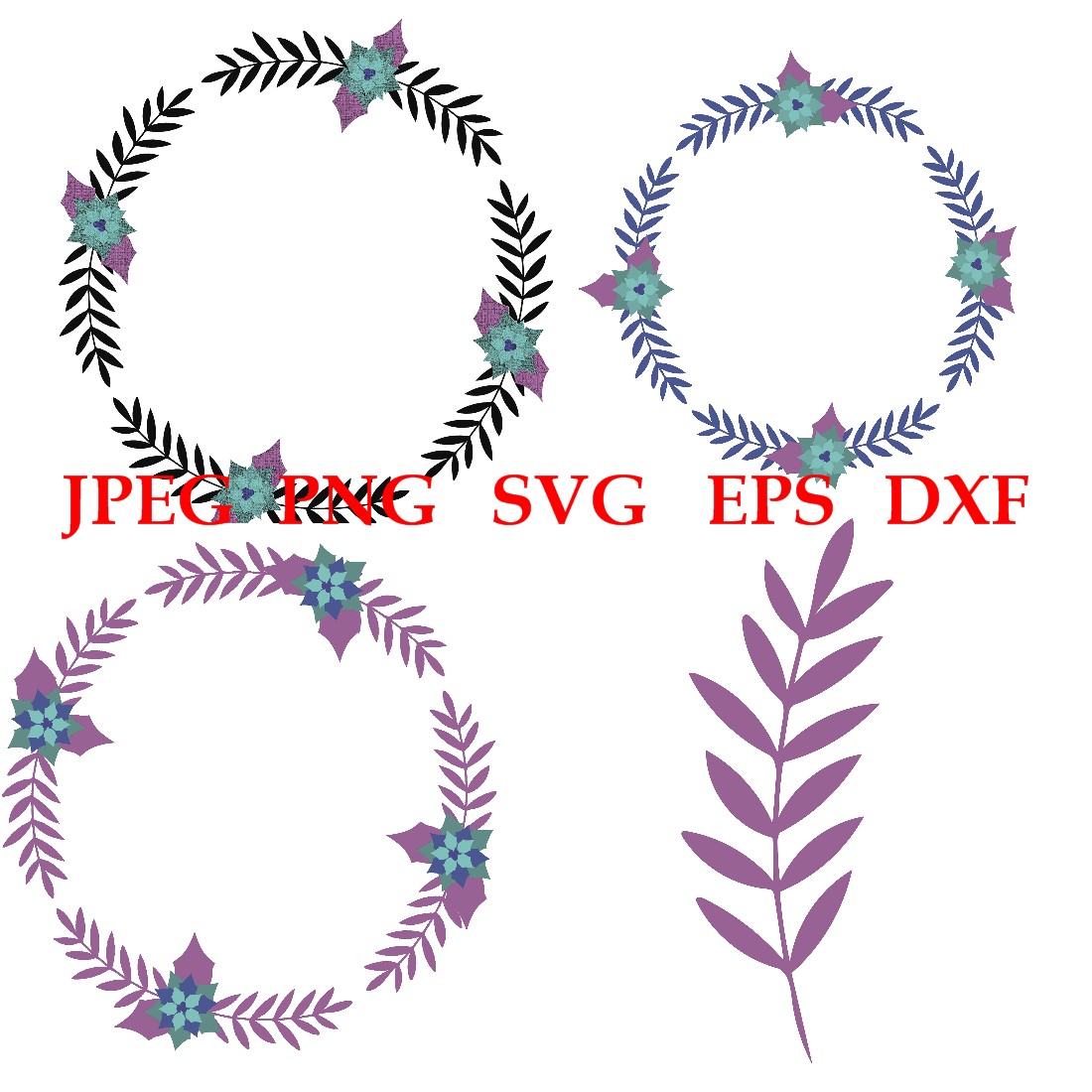 Christmas Holly Wreath Embellishment SVG Bundle cover image.