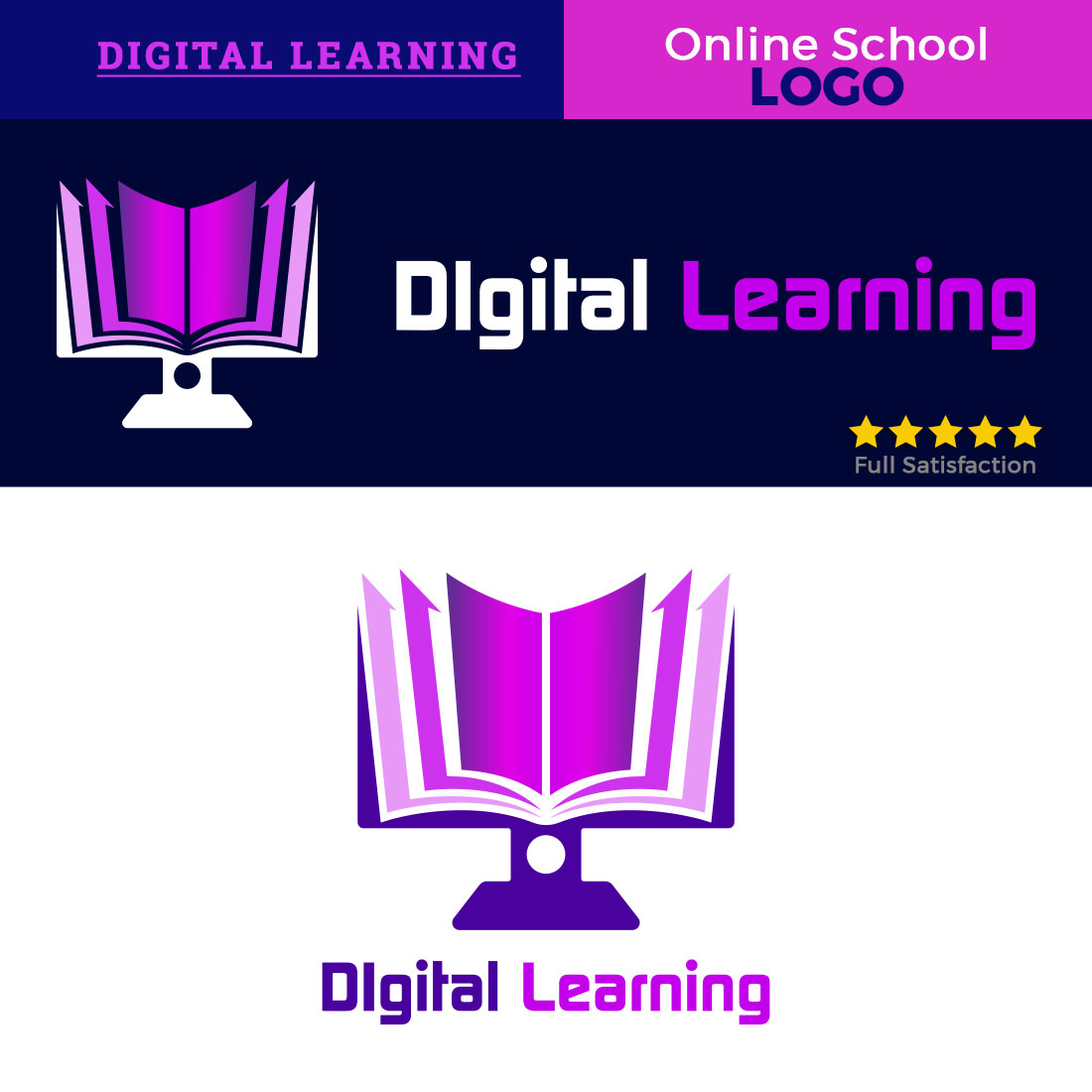 Digital Learning Ebook Logo Design cover image.