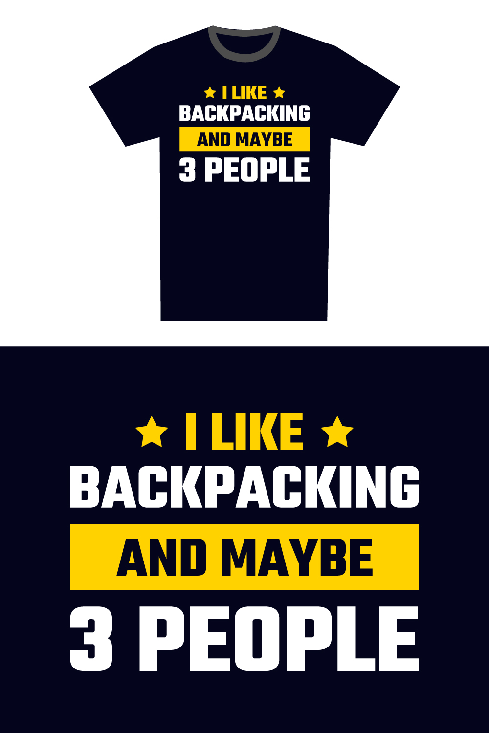 Backpacking T-shirt Typography Design pinterest image.