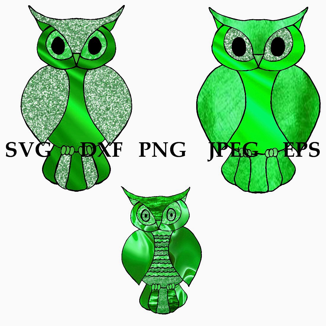 Different variants for 6 Owl DXF SVG Stickers.