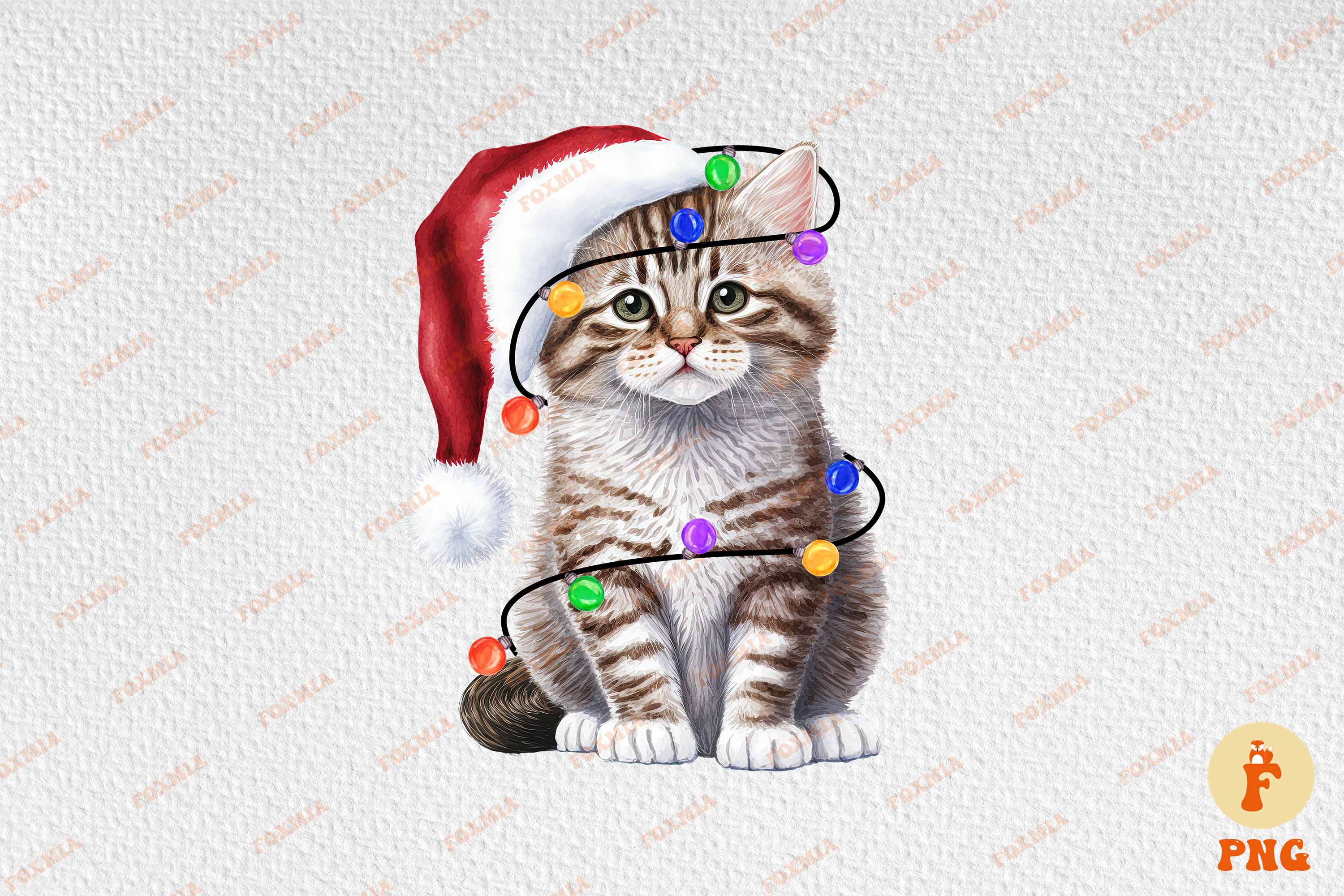 Unique image of a cat in a santa hat.