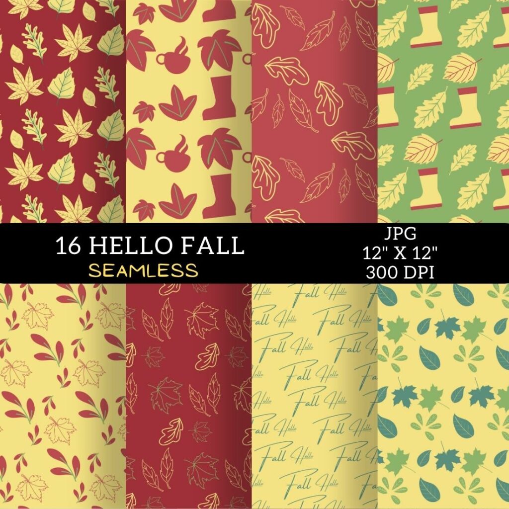 Fall Digital Paper Patterns Design - MasterBundles