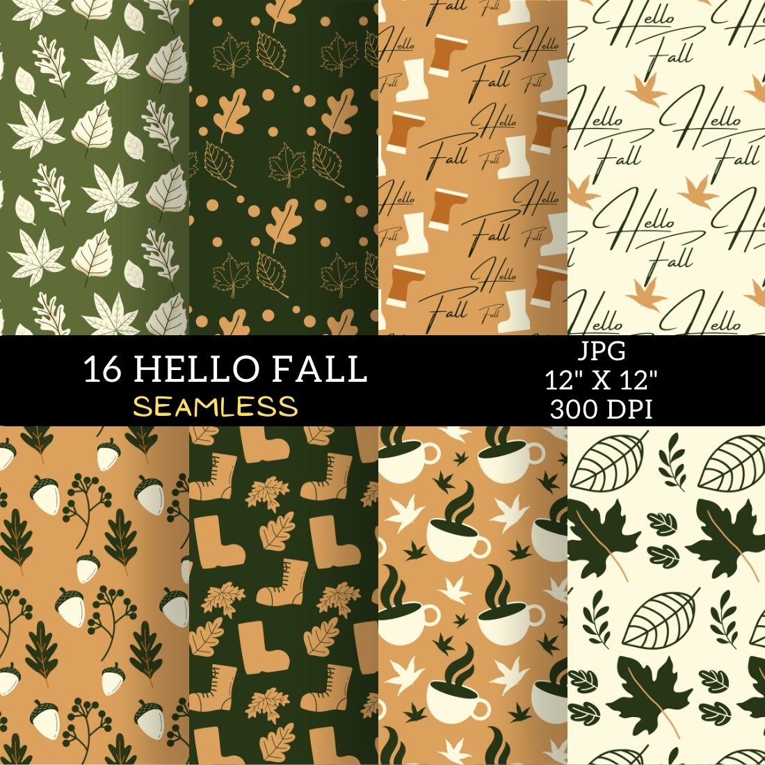 Pack of unique background patterns on the theme of autumn.