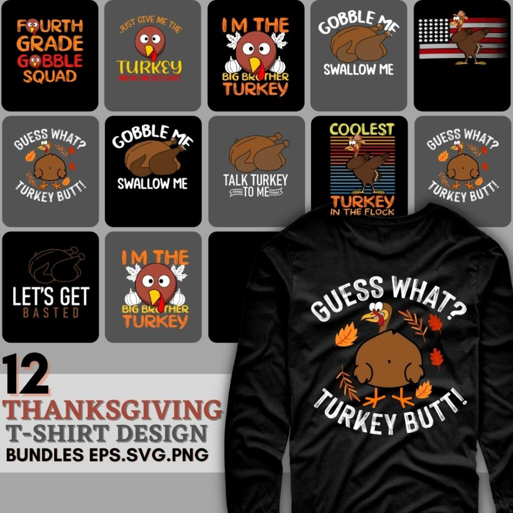 Thanksgiving Funny Turkey T Shirt Design Masterbundles 