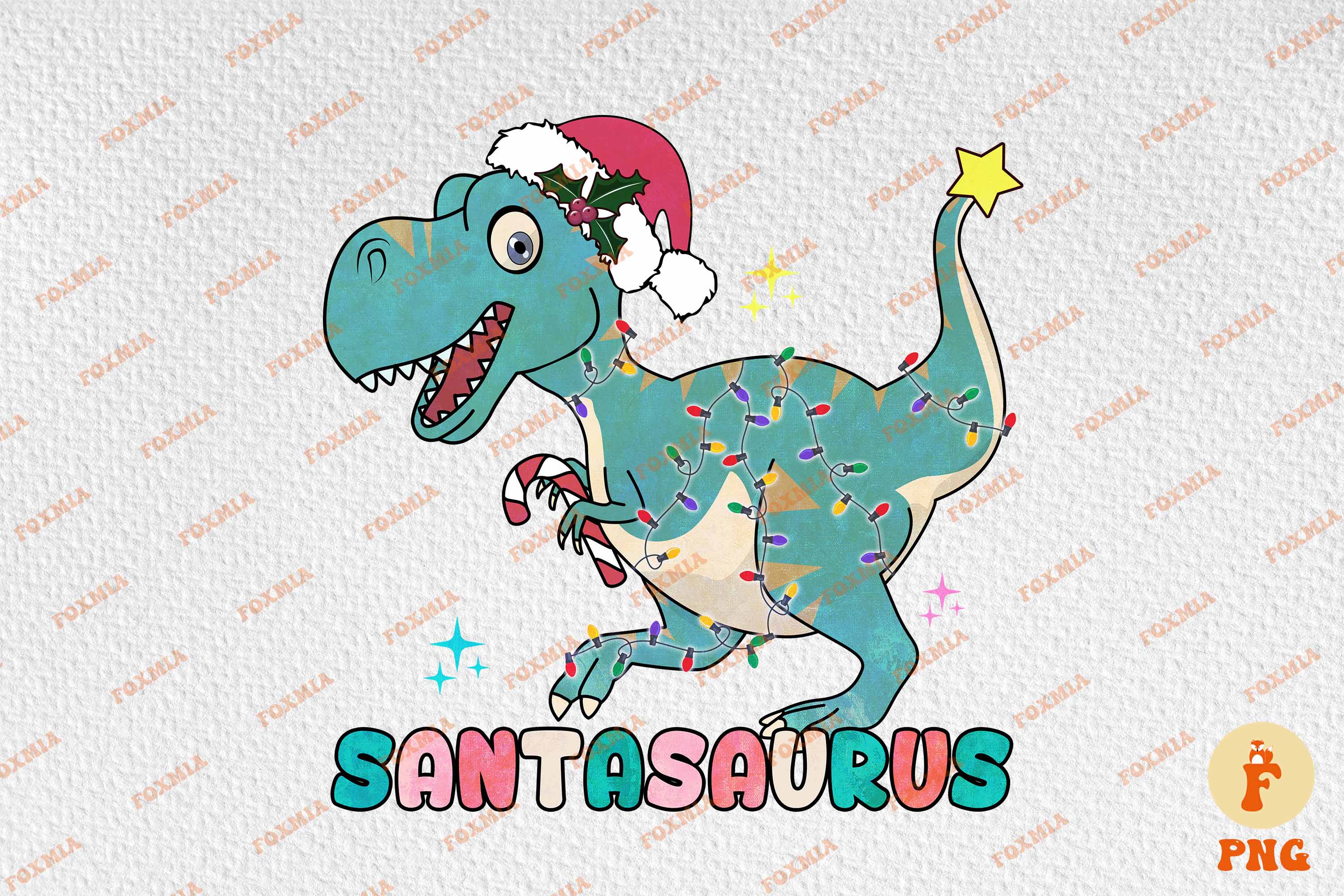 Christmas Dinosaur Santasaurus T-Shirt Designs preview image.