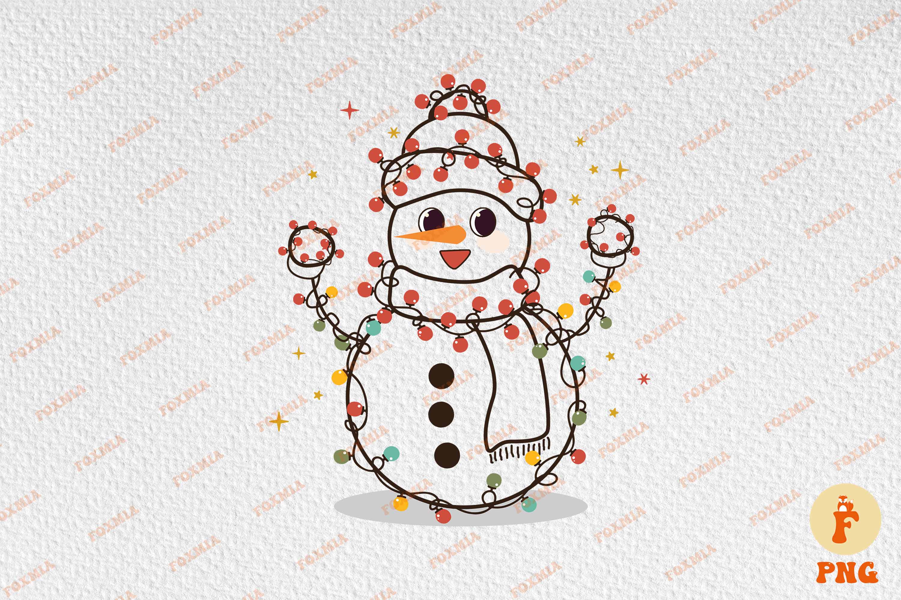 Christmas Snowman Lights Sublimation T-Shirt Designs preview image.