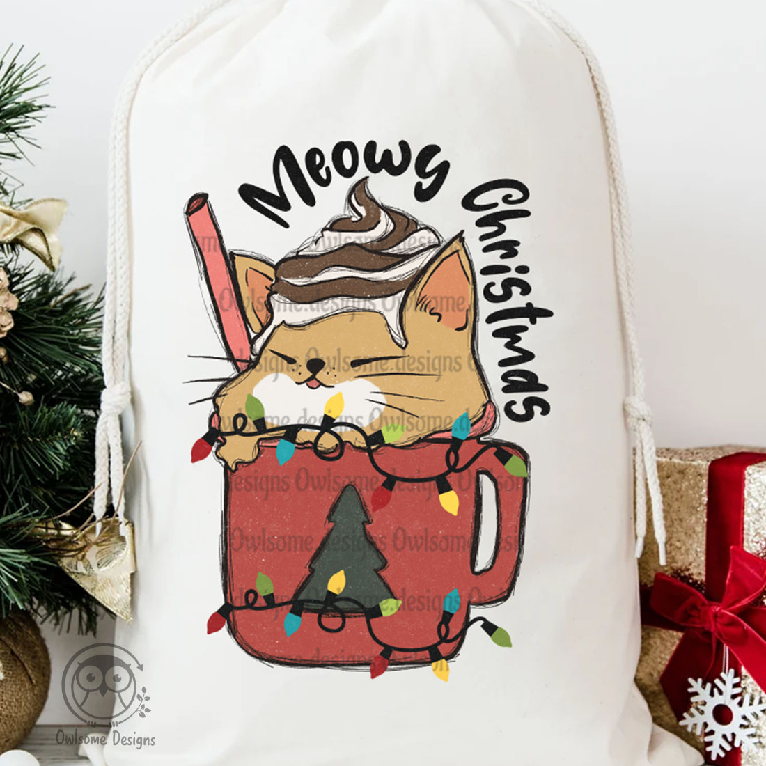 Christmas Meowy Sublimation Design cover image.