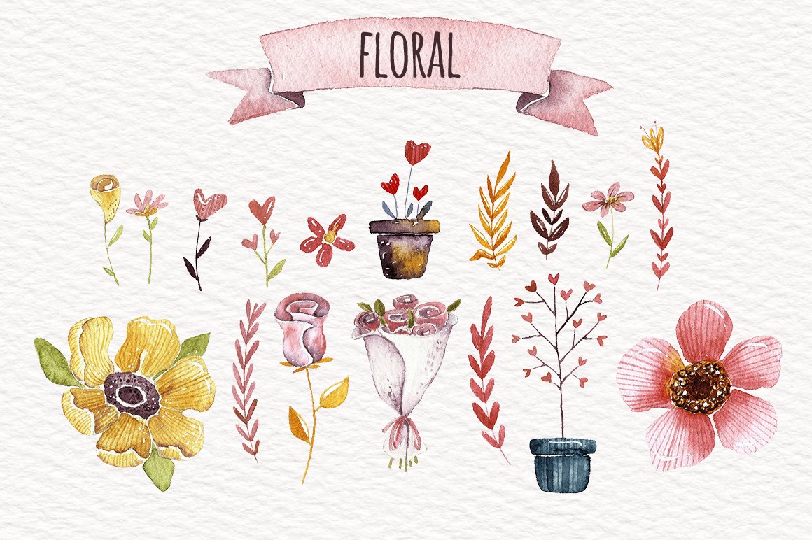 Delicate floral elements in a pastel