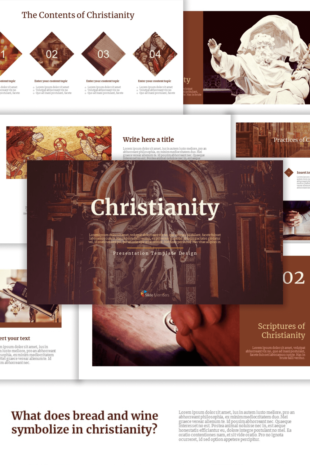 Screenshots of a presentation with pictures on a Christian theme.