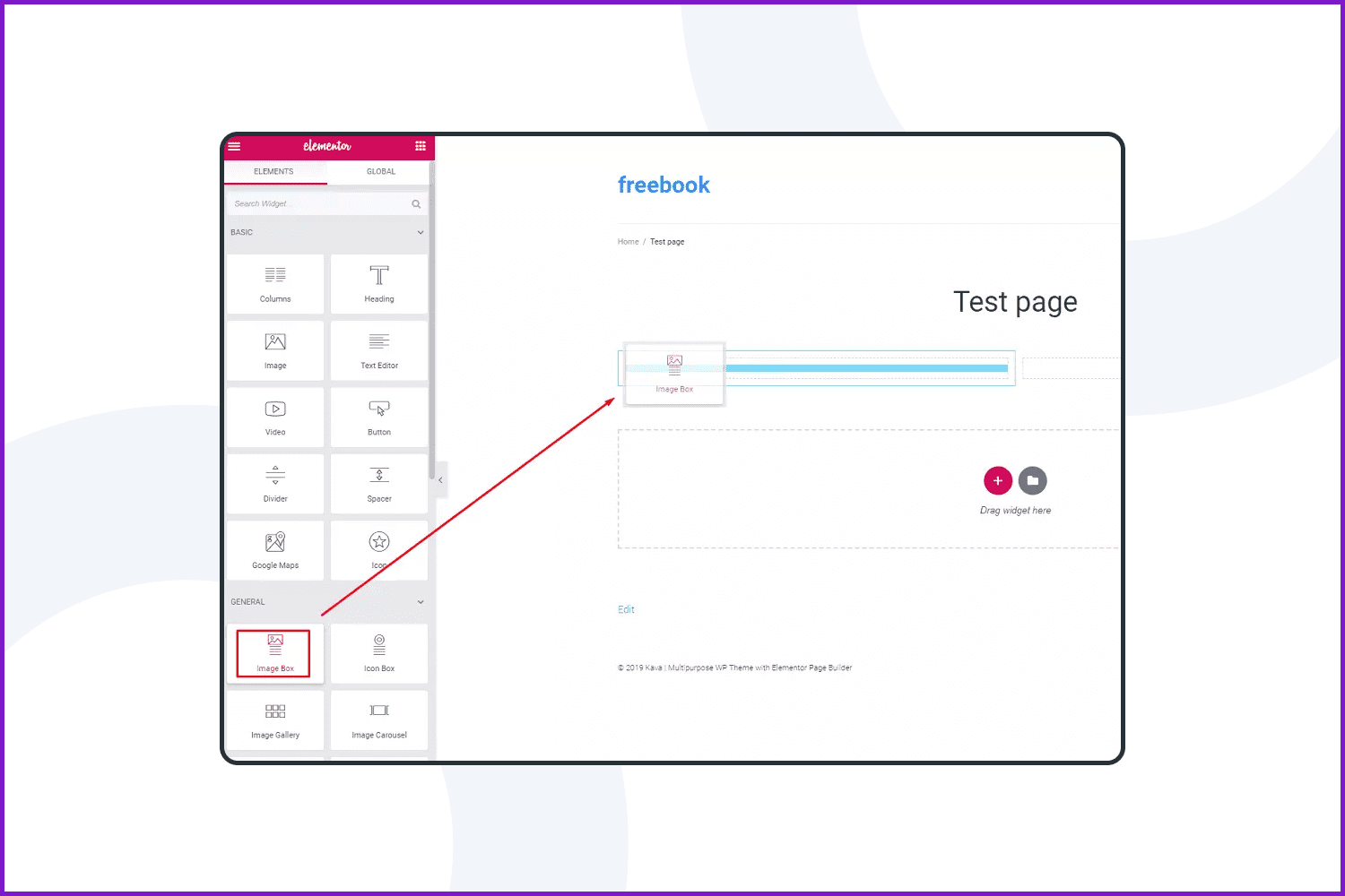 Grab the chosen element with your mouse and drop it where you want to locate it.