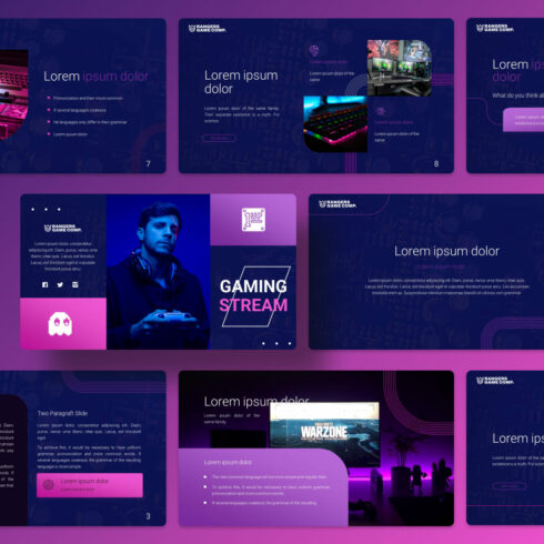 Gaming Stream Presentation Template: 50 Slides PPTX, KEY, Google Slides ...