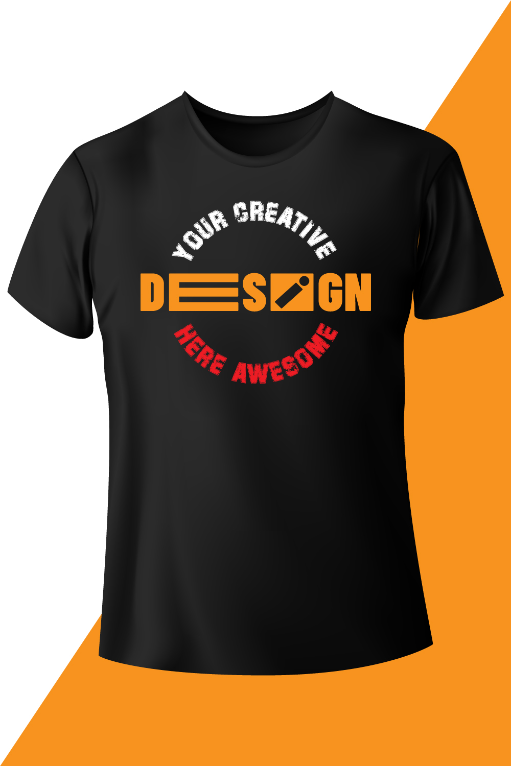 Image of black t-shirt with awesome print Your creative design here awesome.