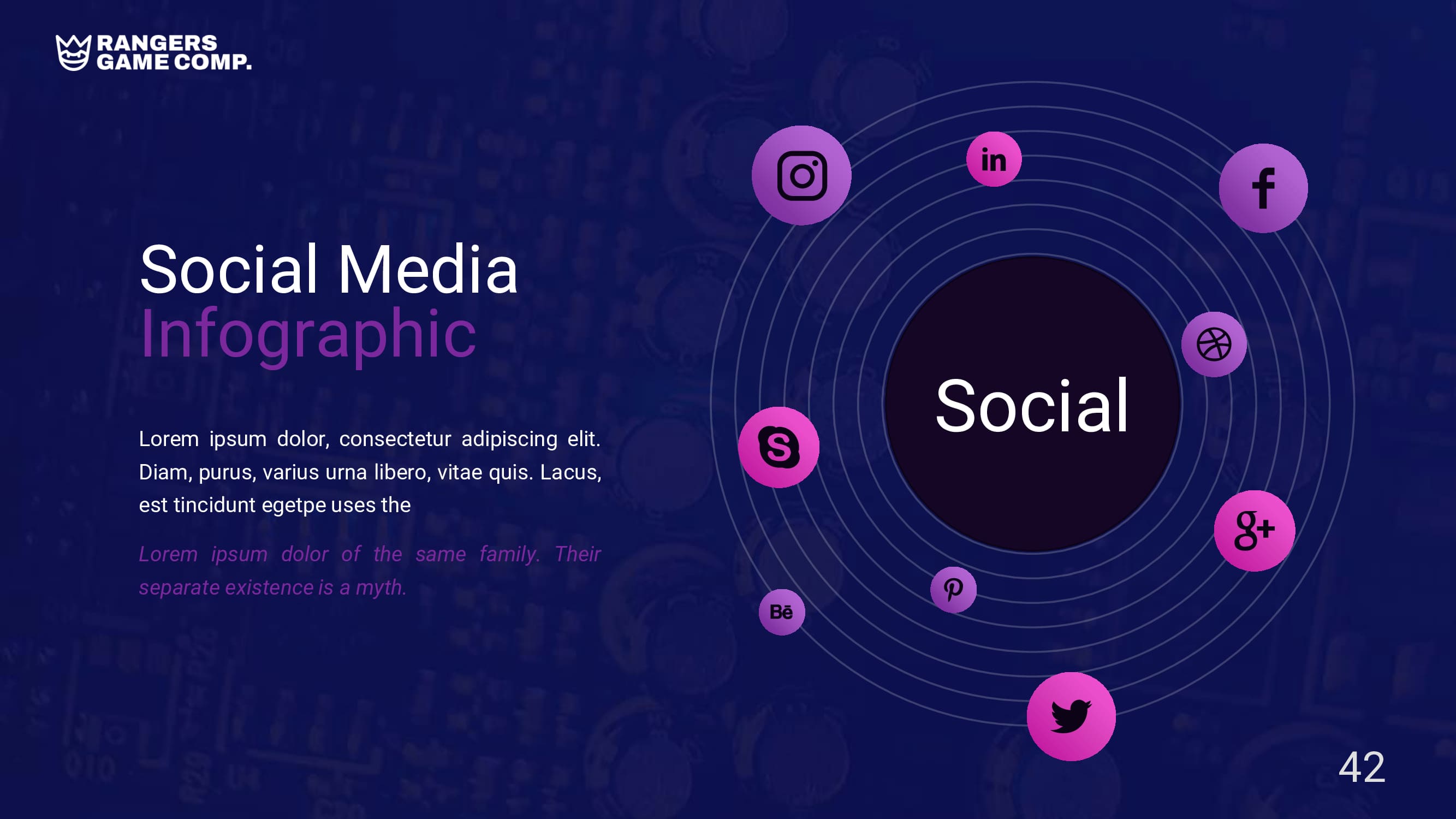 Social media infographic slide with neon elements.