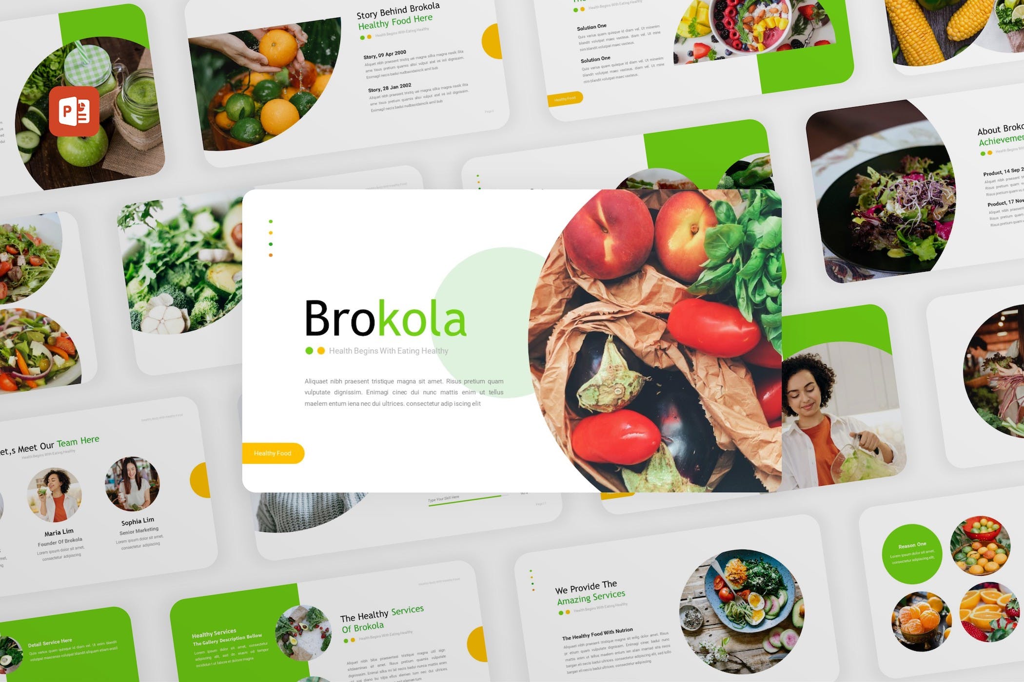 Cover image of Brokola - Healthy Food PowerPoint Template.