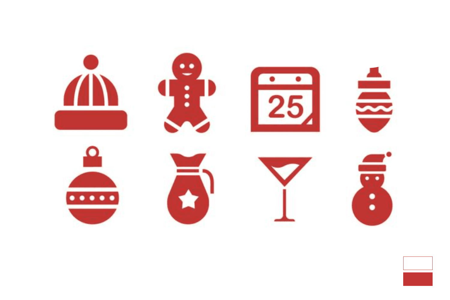 Christmas app icons of red color in a modern app-like style.