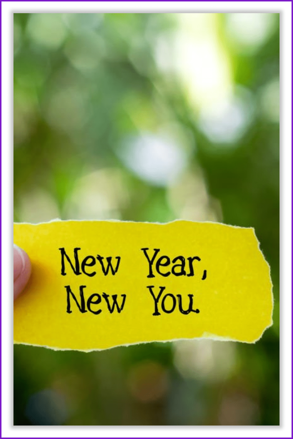 Yellow piece of paper with an inscription New Year New You.