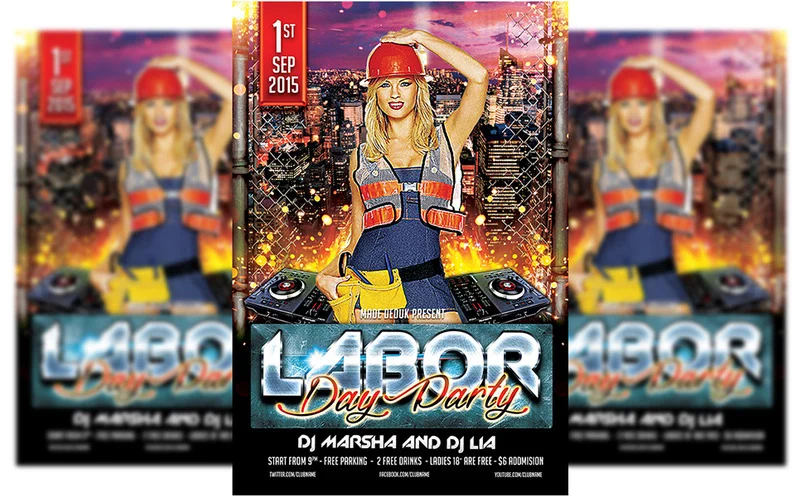 3 modern new labor day flyer templates.