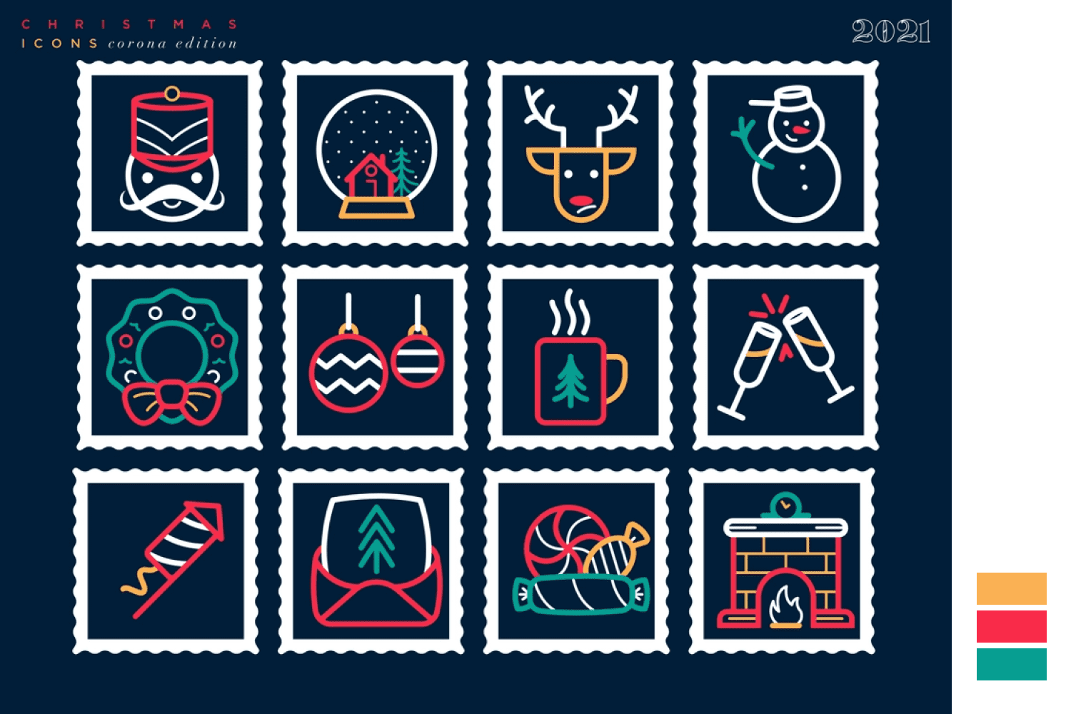Collage with classic and modern Xmas styles icons.