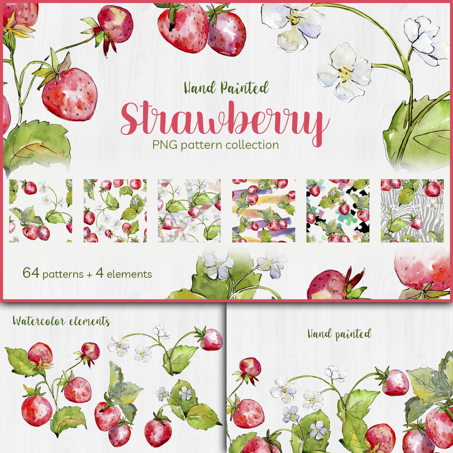 Sweet Watercolor Strawberry PNG.