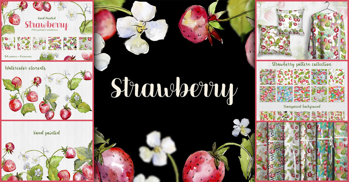 Sweet Watercolor Strawberry PNG – MasterBundles