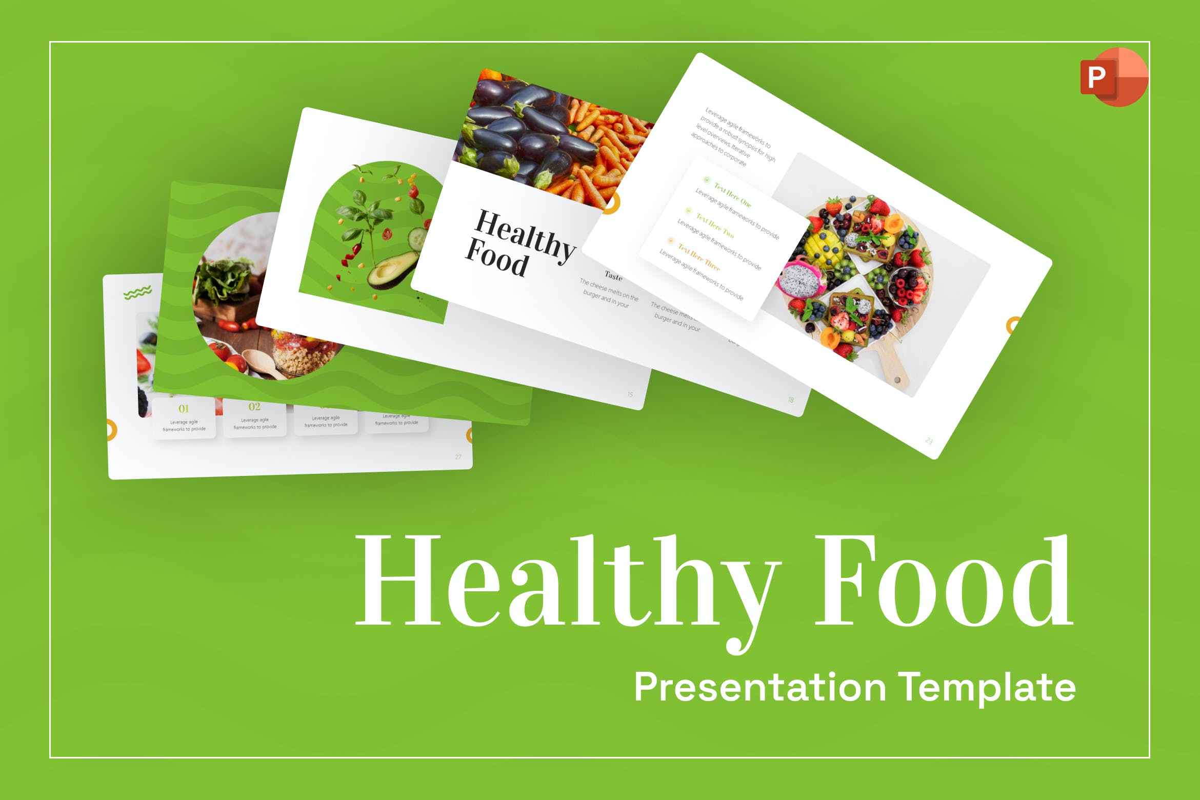 Cover image of Healthy Food PowerPoint Template.