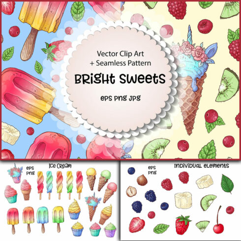 Bright sweets – vector clip art.