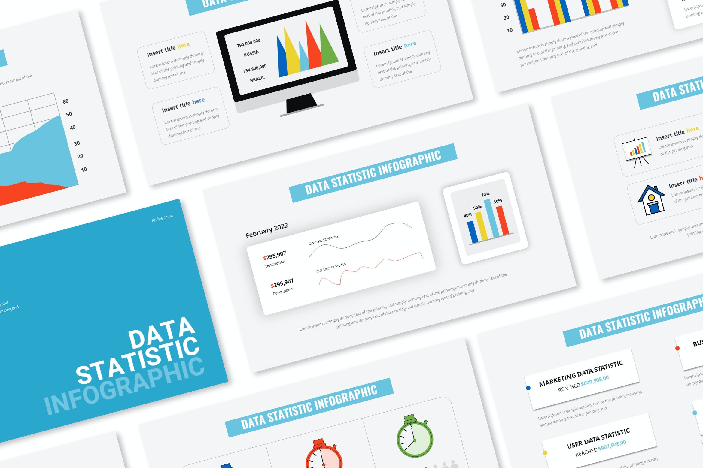 Cover image of Data Statistic Infographic Google Slides Template.