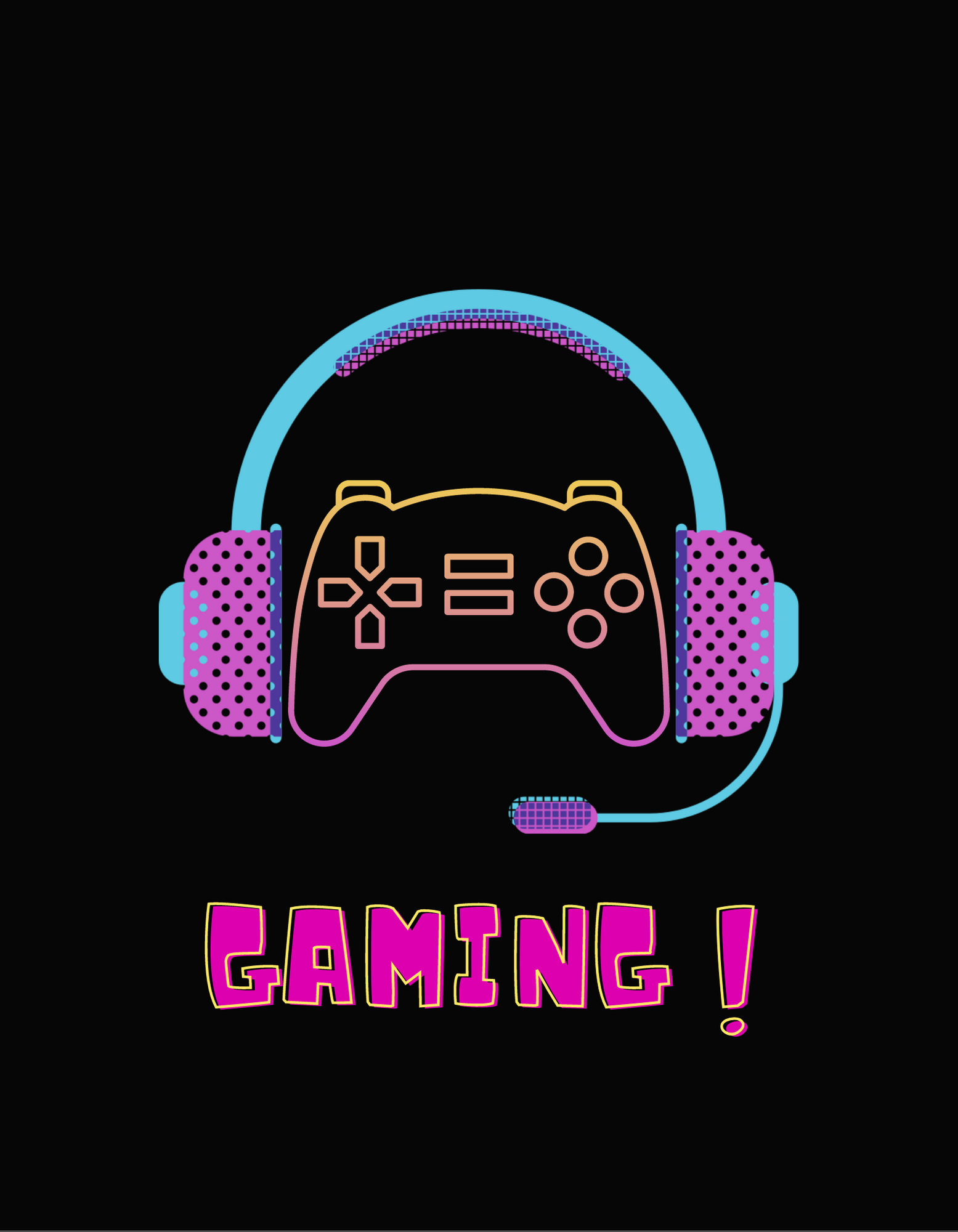 Gaming Back Print T-shirt Design preview image.