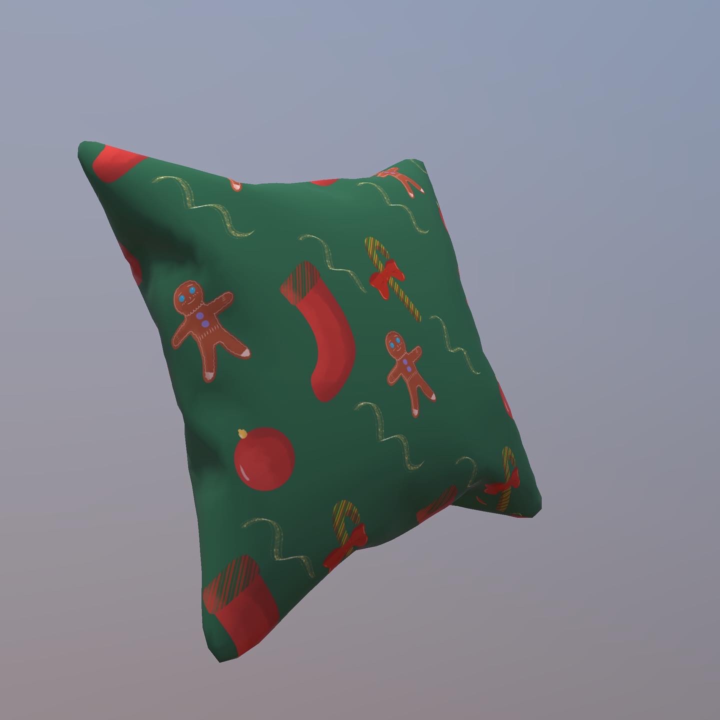 Christmas Gingerman Pattern Pillow Mockup Design preview image.