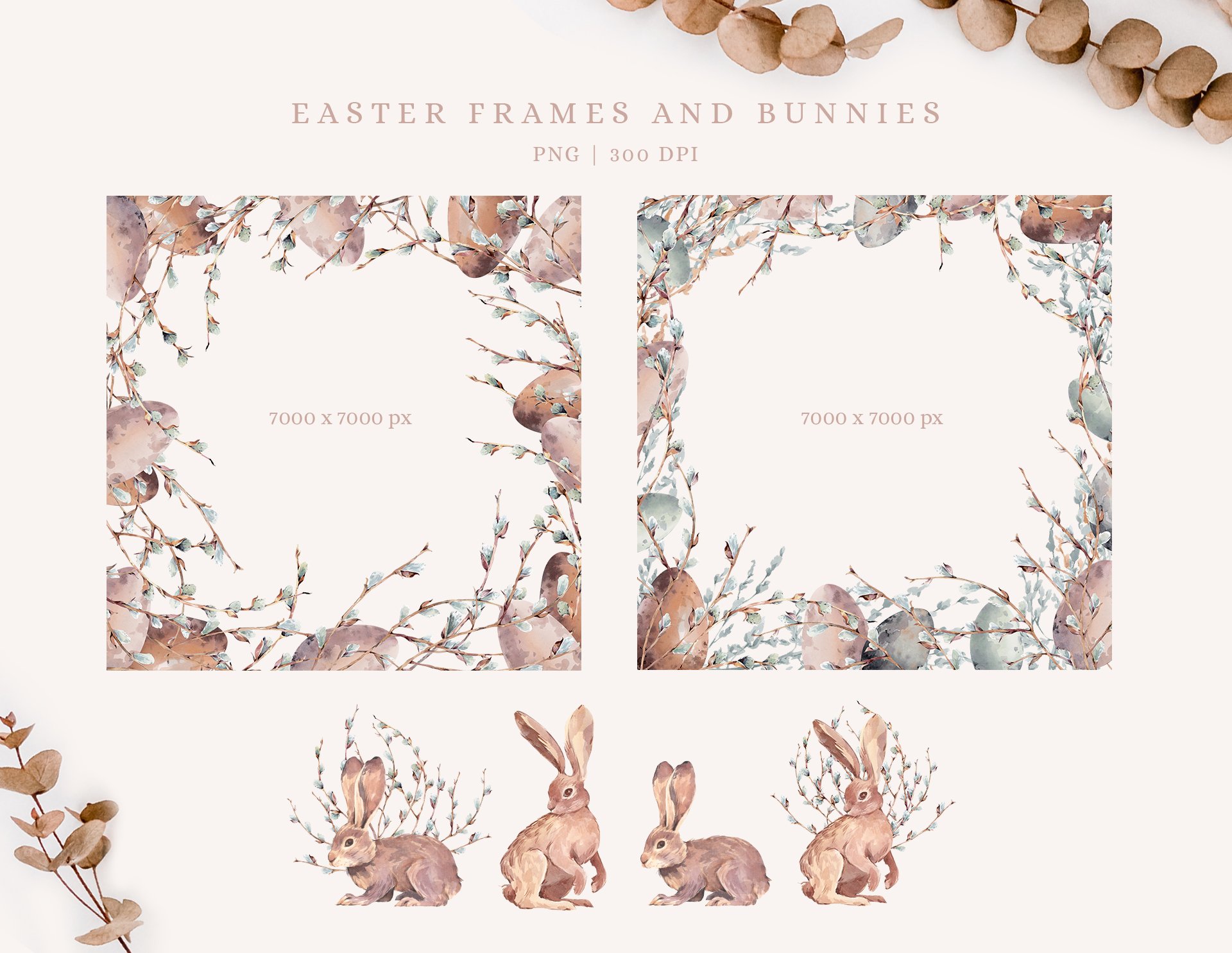 Delicate Easter frames in a spring style.