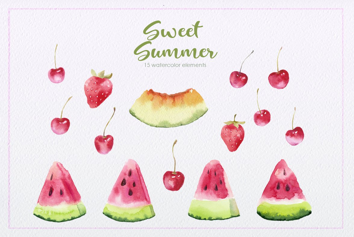 Few summer fruits in a watercolor.