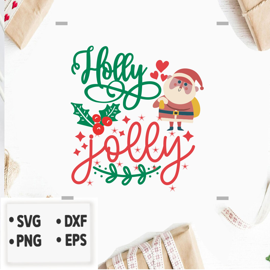 Image with enchanting inscription Holly jolly.