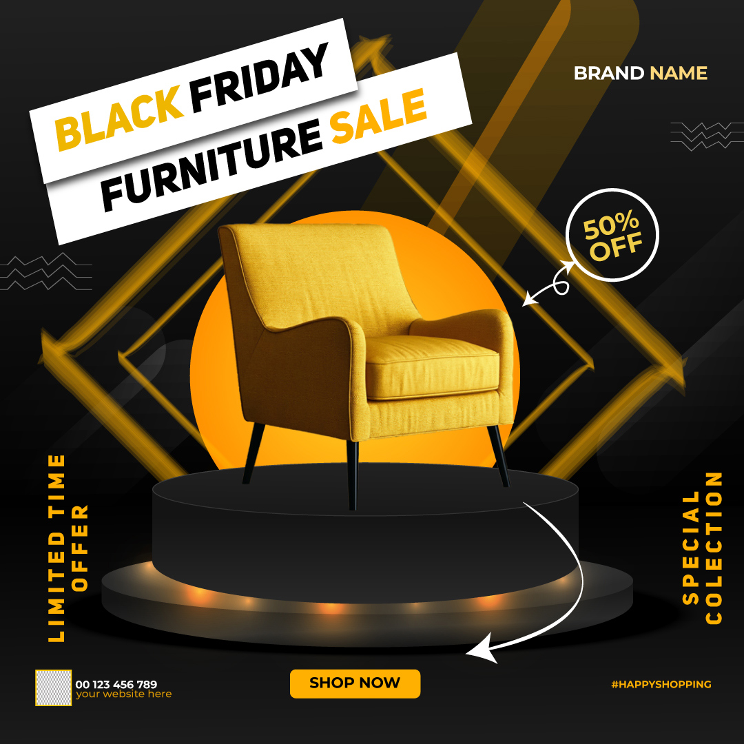 Sale Black Friday Social Media Posts Banners Template preview image.