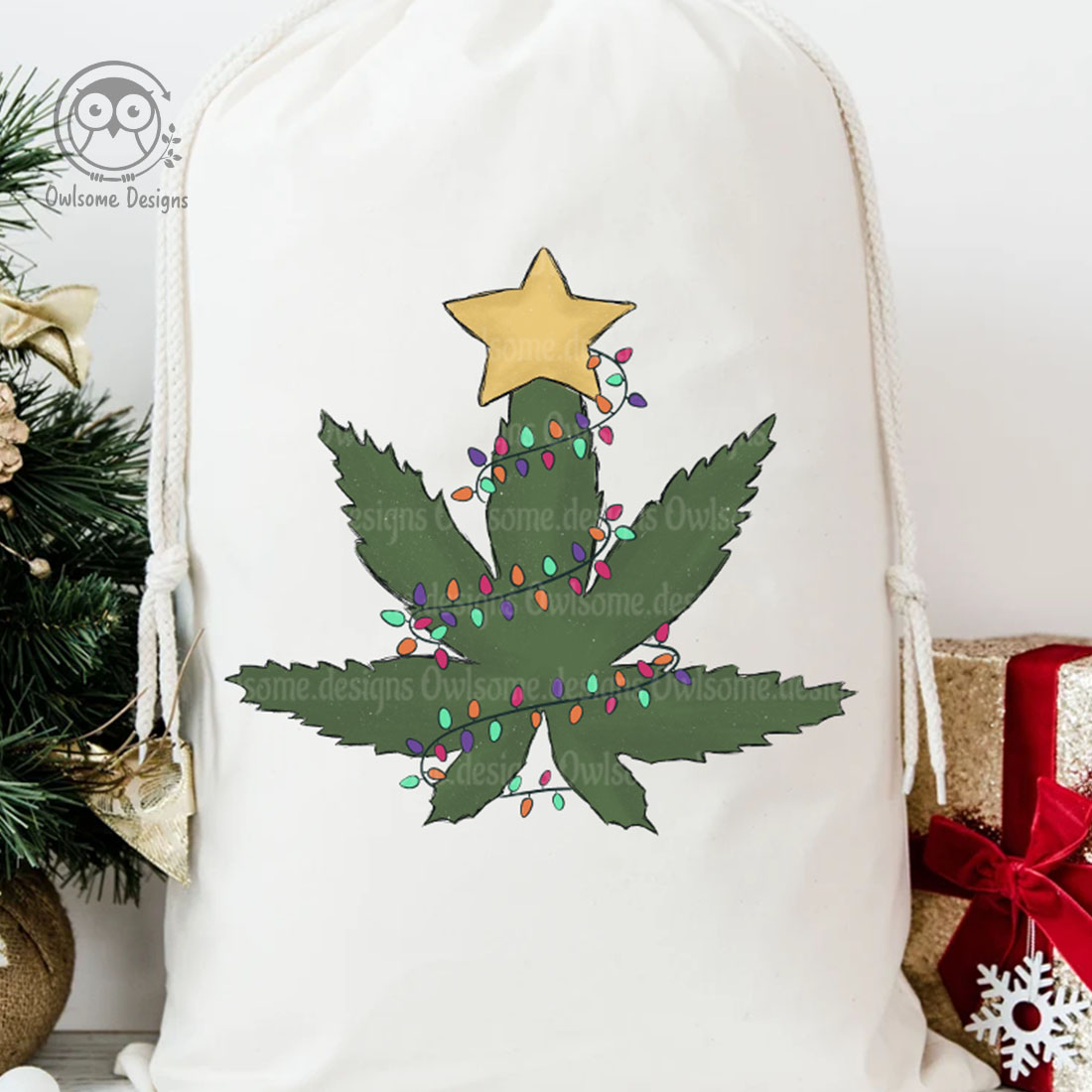 Hippie Christmas Tree Sublimation Graphics preview image.