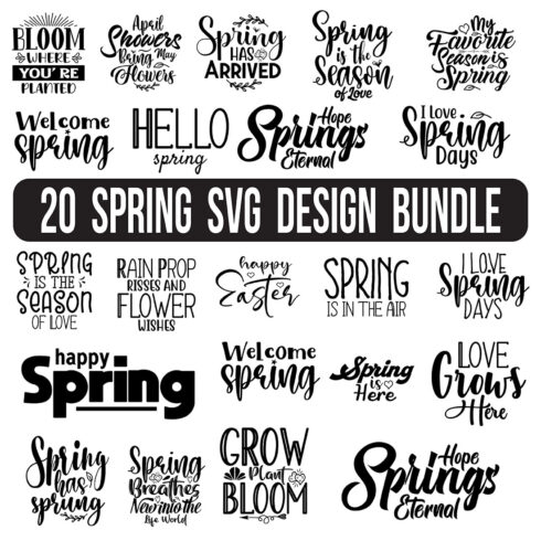 Bundle of irresistible black images for prints on the theme of spring.