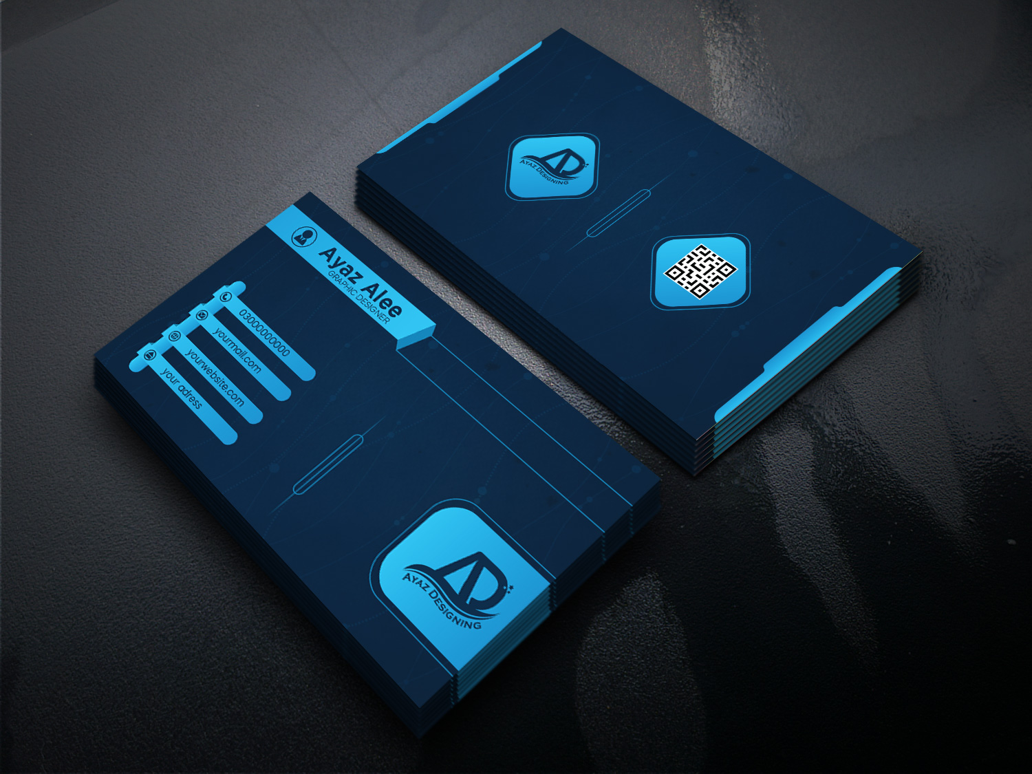 Stylish Business Card Blue Bundle preview image.