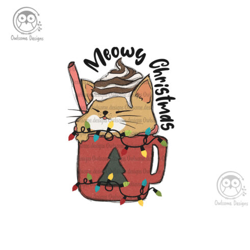 Meowy Christmas Sublimation Design cover image.