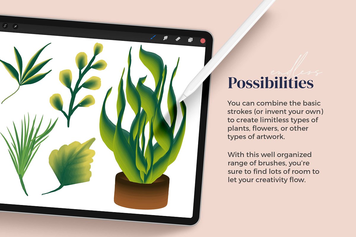 You can combine the basic strokes to create limitless types of plants, flowers or other types of artwork.