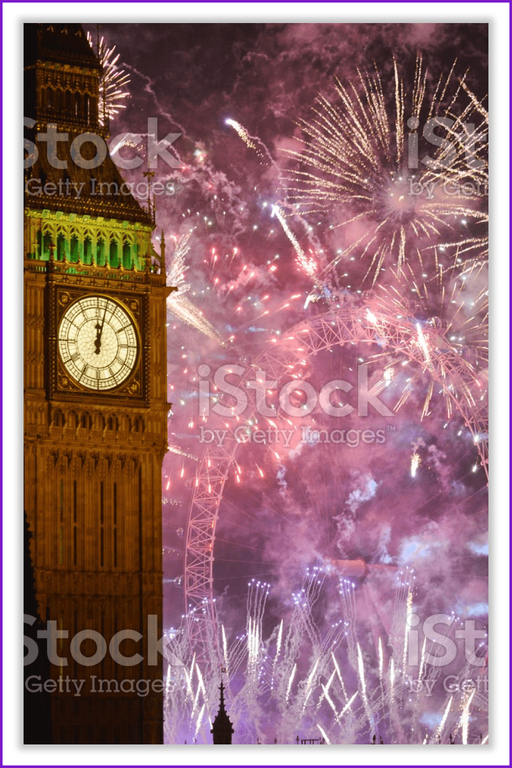 Fireworks in the night sky of London.